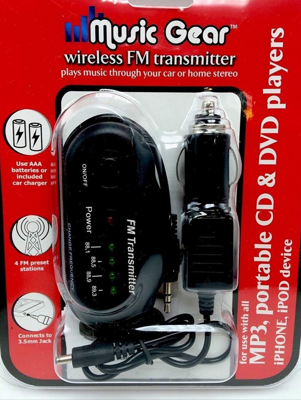🥰Music Gear Wireless FM Transmitter PLAYS MUSIC THROUGH YOUR CAR OR HOME STEREO